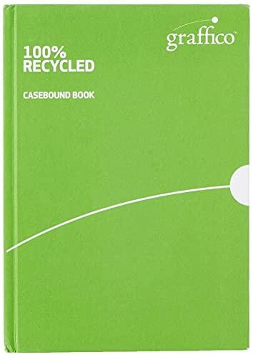 Graffico A5 Recycled Case Bound Feint Ruled 160 Pages Notebook, green cover with white text and design elements.