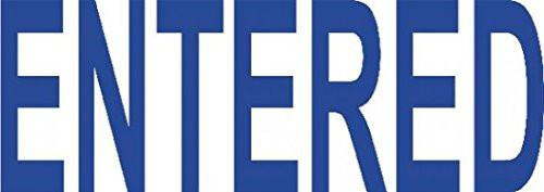 Colop 'Entered' Green Line Word Stamp - Blue, close-up of the blue inked rubber stamp with the word 'ENTERED' in bold blue letters for office or document marking.