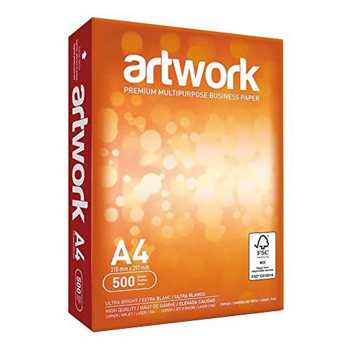 Artwork Value Multipurpose Copier Paper Ream-Wrapped 75gsm A4 White - 2500 Sheets, orange packaging with white text and FSC certification logo.