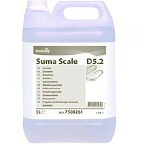 Diversey 7508261 Suma Scale D5.2 Descaler, 5 L (Pack of 2), large white plastic bottles with handles and product labels for removing scale buildup.
