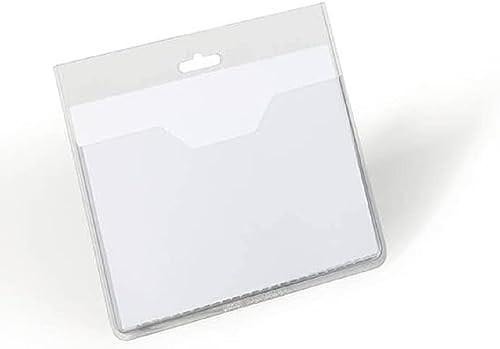 Durable Visitor Name Badge 60 x 90mm Transparent, blank transparent badge holder with included insert cards in clear plastic packaging for events and visitor management.