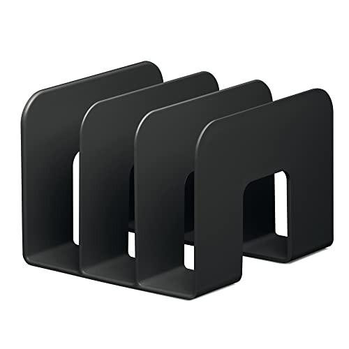 Durable 776101 Catalogue File ECO Blue Angel Certified, black color, four-slot storage organizer for document filing and organization.