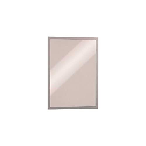 Durable DURAFRAME Magnetic Frame, A3 Format in Silver, pack of 5 frames for professional internal signage, showcasing a sleek silver document frame with a reflective glass surface.