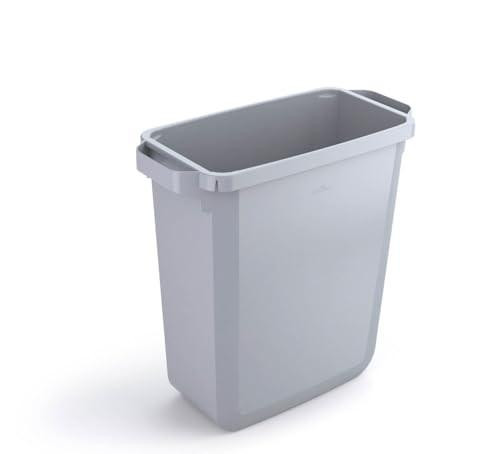 Durable DURABIN 60 Rectangular Waste Bin Grey, 60 Litre Capacity, food and freezer safe, ideal for waste collection or recycling.