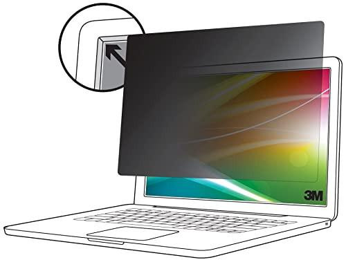 3M Bright Screen Privacy Filter for 12.5in Laptop, 16:9, BP125W9B, application on a laptop screen showing privacy protection with a side view illustration.