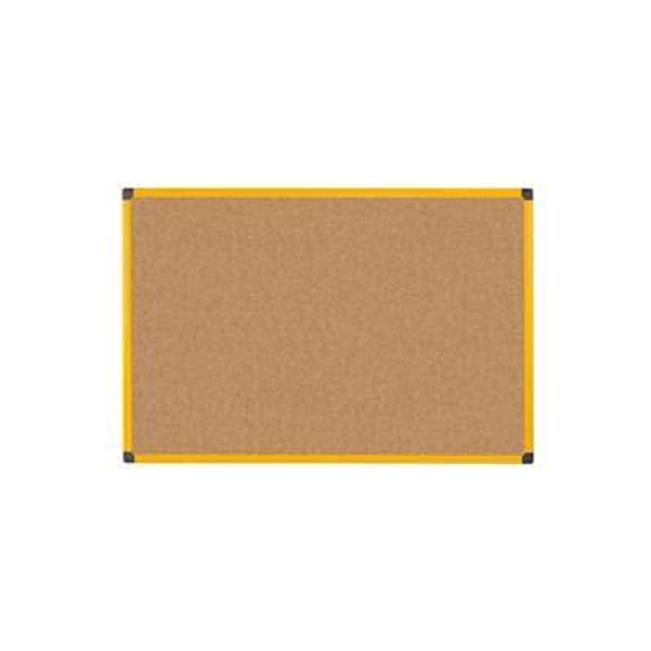 Bi-Office CA2811721 Aluminium/Cork Ultrabrite Board, 1200mm x 2000mm, Brown, front view of the cork surface with yellow and black frame.