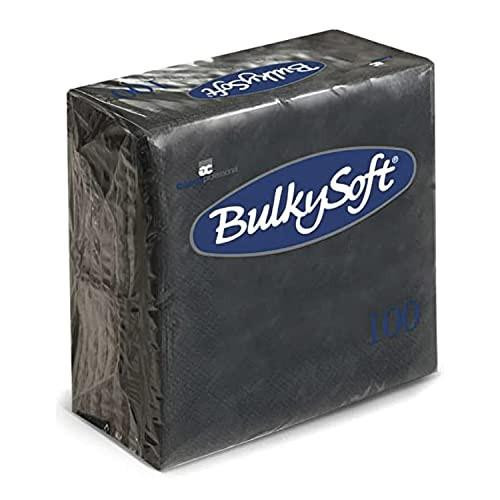 BULKY Soft Cocktail Napkins, 2 Ply, 4 Fold, 24cm x 24cm, Black, 100-pack