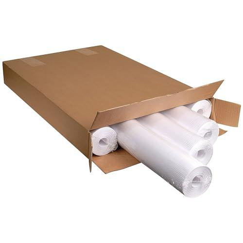 Announce Plain Flipchart Pads 650 x 1000mm 50 Sheet Rolled (Pack of 5), image showing rolled flipchart pads inside a cardboard shipping box.
