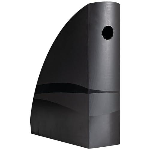 Contour Ergonomics Magazine File Black, sleek black magazine organizer with a modern design and a rounded top corner.
