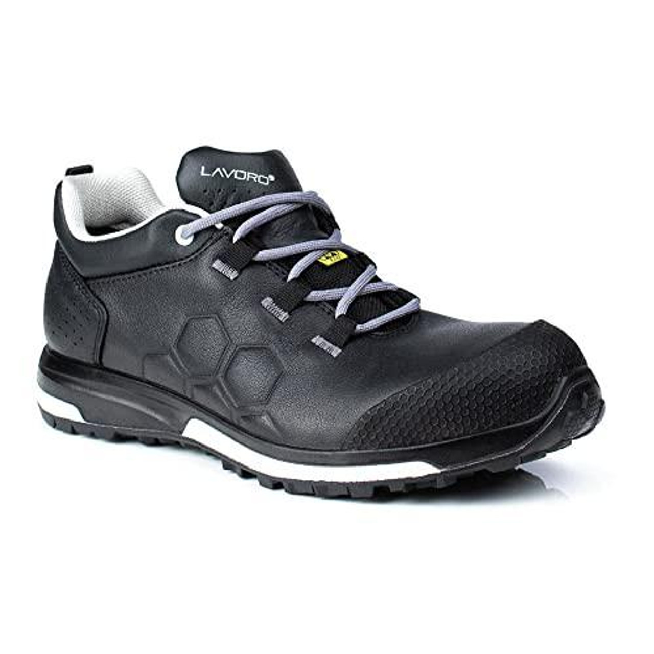 Lavoro 1004.00 TT Range Kenobi Men Metal Free Boot, ESD, CE, S3, HRO, SRC, Black, size 7, showing a black men's safety shoe with metal-free construction, waterproof design, and slip-resistant outsole for industrial safety.