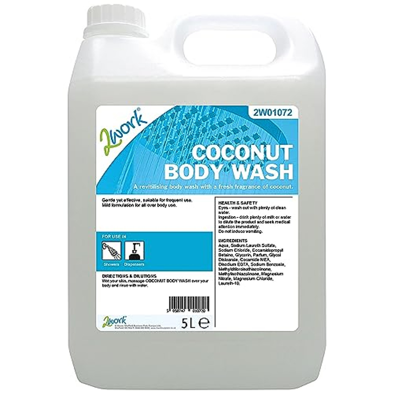 2Work Coconut Body Wash Mild Formula 5 Litre Bulk Bottle 2W01072