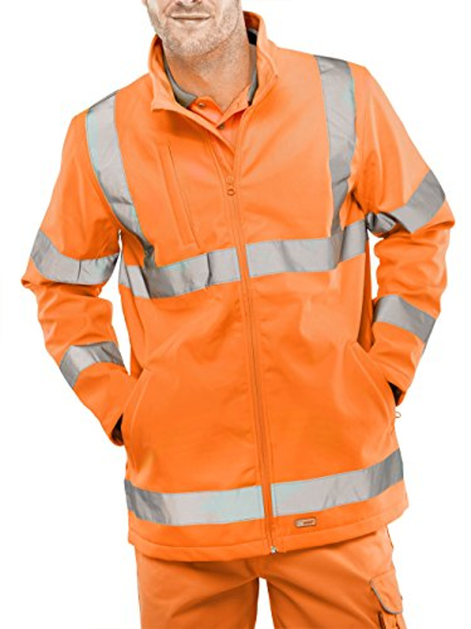 BeeSwift SS20471ORM Soft Shell Jacket High Visibility, Medium, Orange