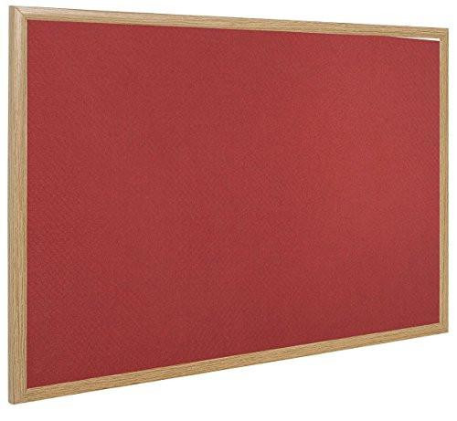 Bi-Office FB8546233 Earth-It Red Felt Noticeboard with Oak Frame, 180x120cm, suitable for meetings and presentations in office and stationery environments.