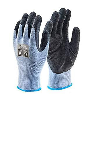 MULTI-PURPOSE GLOVES BLACK XXL, a pair of black and grey gloves with blue cuffs designed for versatile use.
