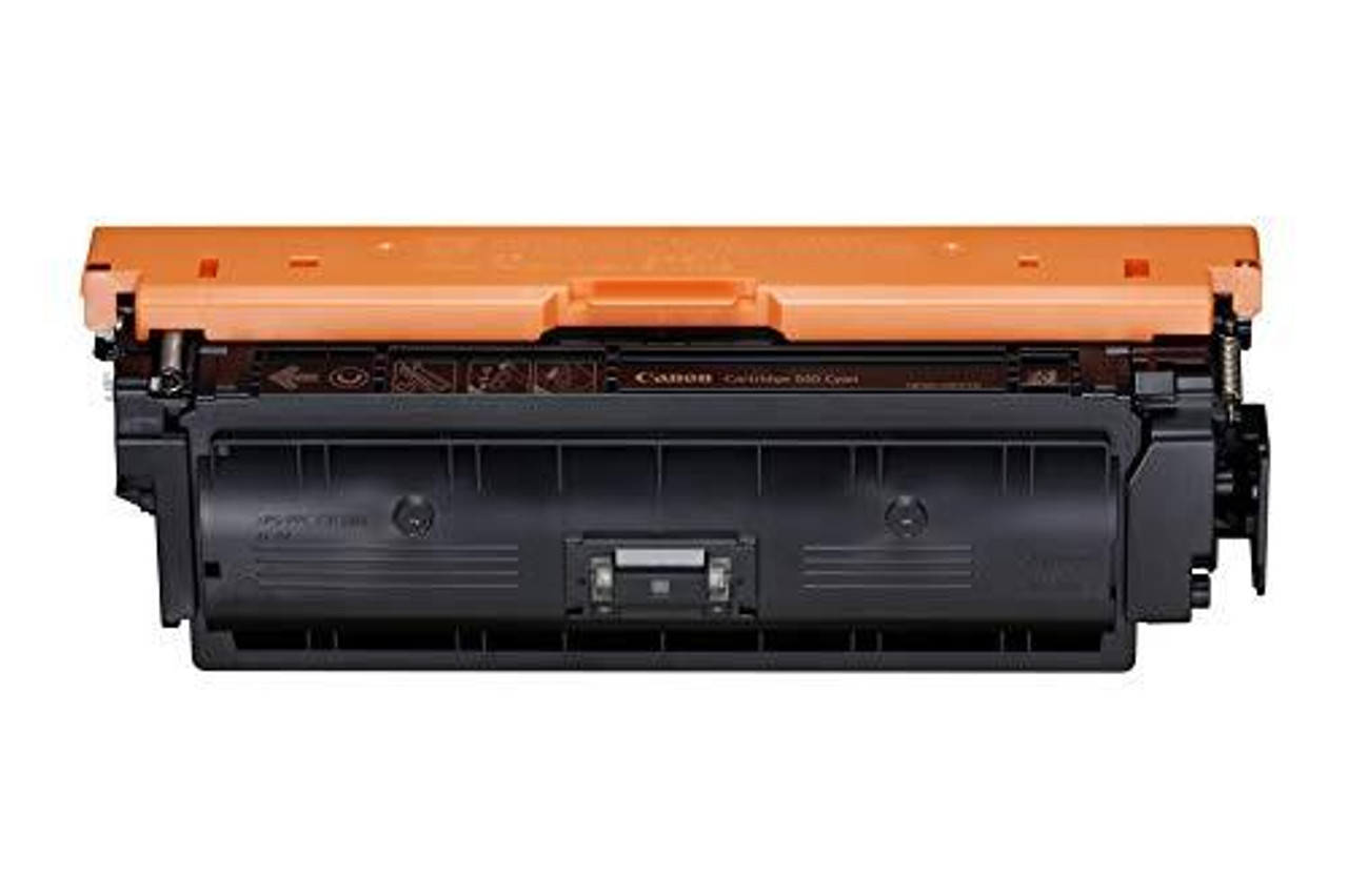 Canon 0458C001 040 Cyan Original Toner Cartridge for i-SENSYS LBP710Cx LBP712Cx, image showing a black toner cartridge with an orange top cover designed for laser printers in the ink and toner cartridges category.