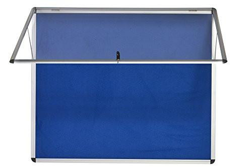 Bi-Office Enclore Display Case of Fire Retardant fabric, grey color, with dimensions 1092 x 903 mm, showing its open lid and presentation panel.