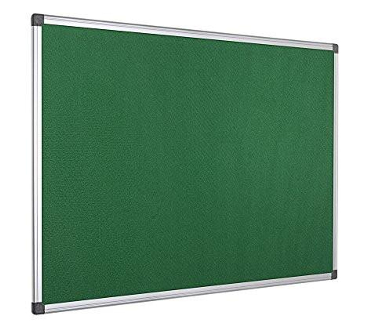 Bi-Office Maya Notices in FELT BOARD, 1500 x 1200 mm, Green, shown as a green felt notice board with aluminum frame.