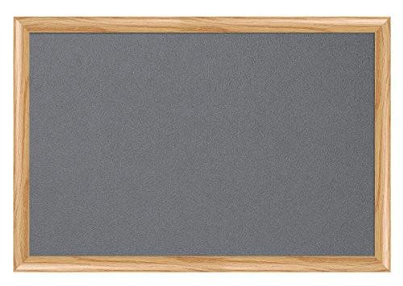 Bi-Office Earth-it Prime Felt Board with Oak Frame, 900 x 600 mm, Grey, showing a rectangular grey felt surface surrounded by a light wooden frame.