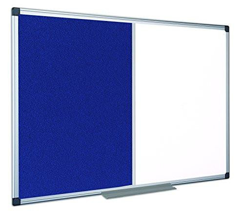 Bi-Office Combination Board Maya, Blue Felt and Melamine surface with Aluminium Frame, 180 x 120 cm, suitable for office and classroom use.