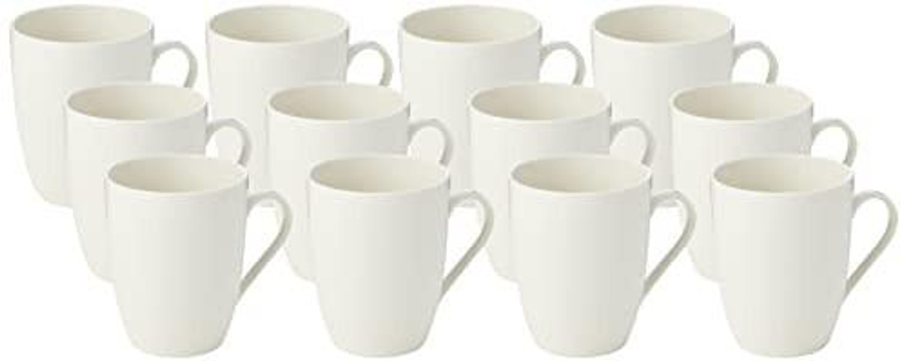 4ACES CPD24157 Squat Mug, White, 12 oz, Pack of 12, 29.7 x 21 x 7.2 cm, set of 12 white ceramic squat mugs with handles.