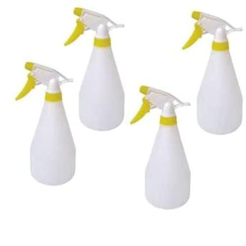 2Work Trigger Spray Refill Bottle Yellow Pack of 4, empty white spray bottles with yellow trigger sprayers.