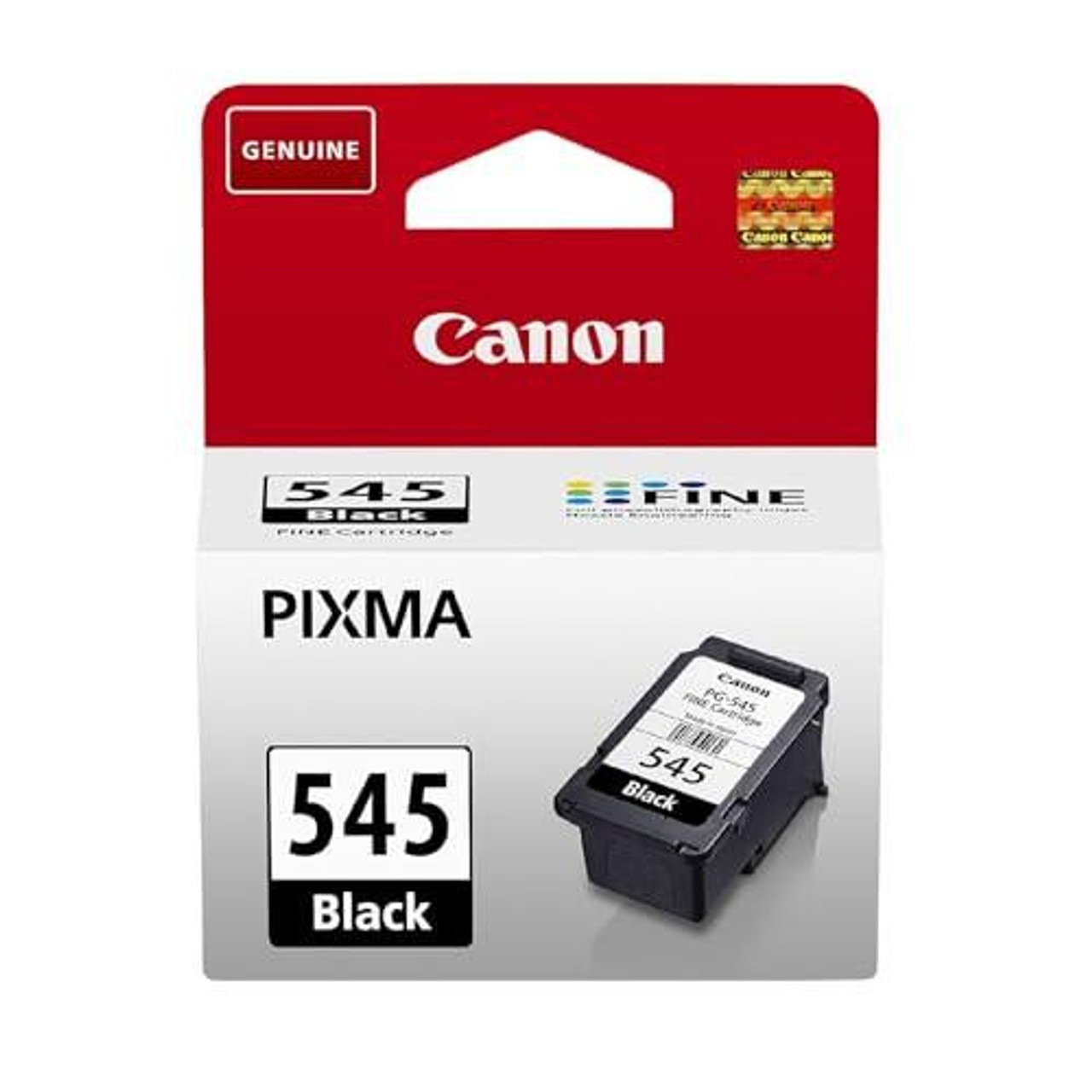 Canon Ink - PG-545 Genuine Black Printer Ink Cartridge, image of a black ink cartridge in its packaging suitable for PIXMA printers.
