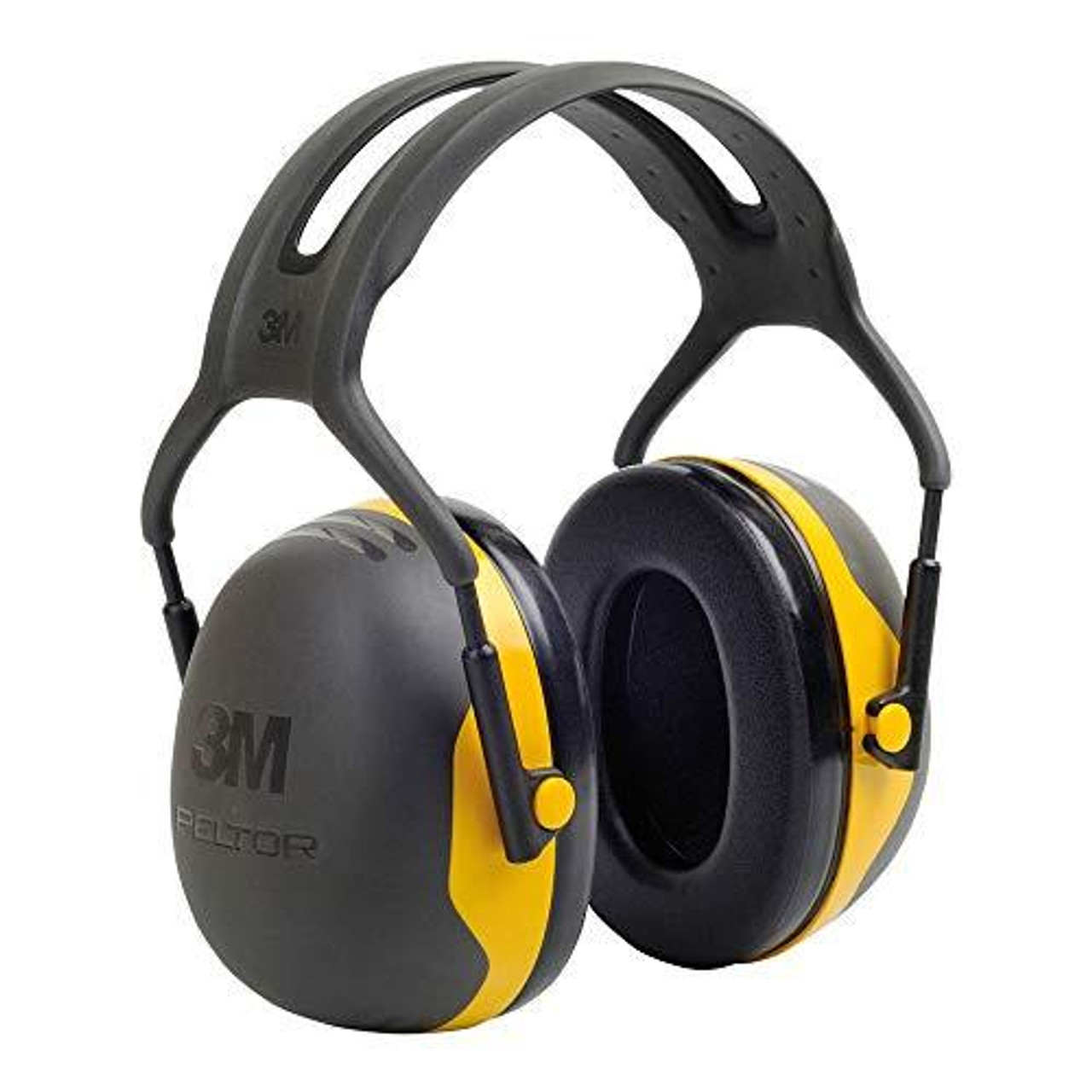 3M PELTOR X2A Ear Defenders Headband, Yellow, image showing safety ear muffs with adjustable headband and foam ear cushions designed for hearing protection in noisy environments.