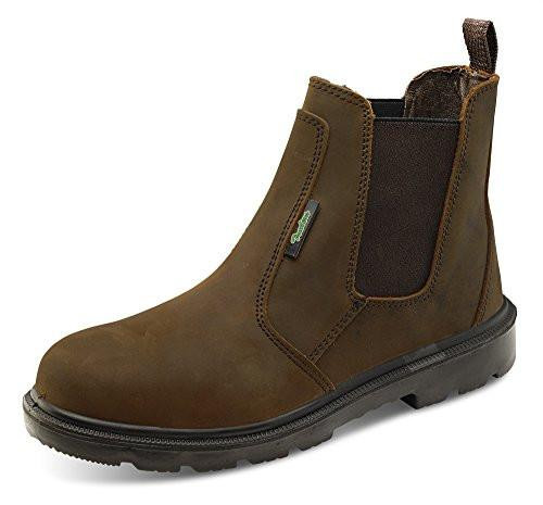 CLICK S3 PUR DEALER BOOT BROWN 06.5, brown leather dealer boot with elastic side panel and pull loop for easy wearing.