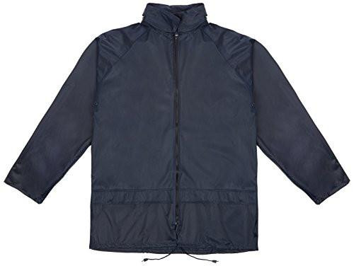 NYLON B-DRI JACKET NAVY BLUE XL, lightweight navy blue nylon jacket with front zipper and high collar.