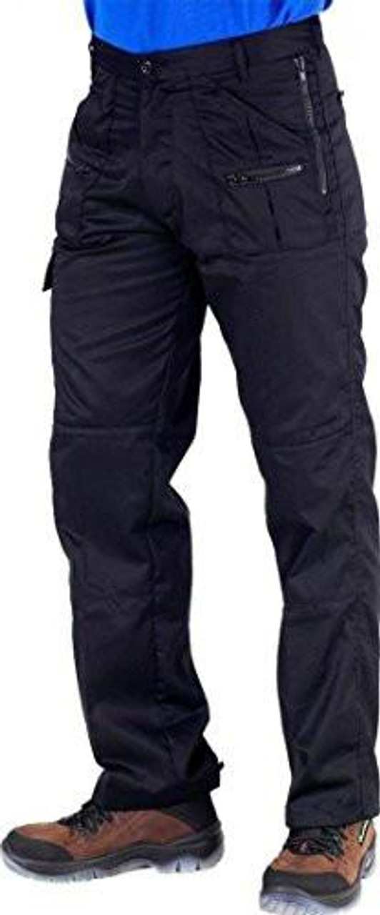 CLICK ACTION WORK TROUSERS BLACK 42T, durable black work trousers with multiple pockets, suitable for workwear and outdoor activities.