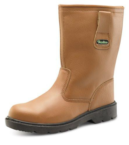 S3 THINSULATE RIGGER BOOT TAN 07, tan-colored waterproof work boot with Thinsulate insulation, black rugged sole, and pull-on style for durability and warmth.