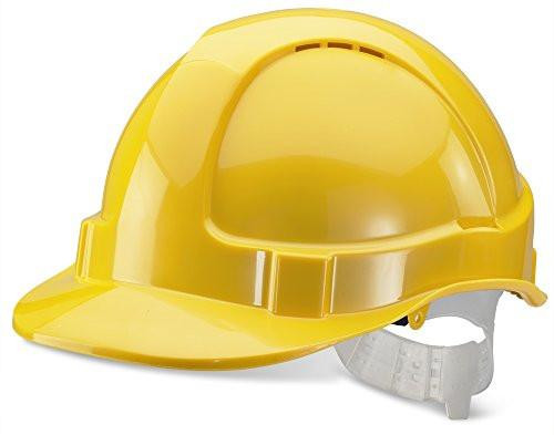 ECONOMY VENTED SAFETY HELMET YELLOW, a yellow safety helmet with vented design for construction safety and head protection.