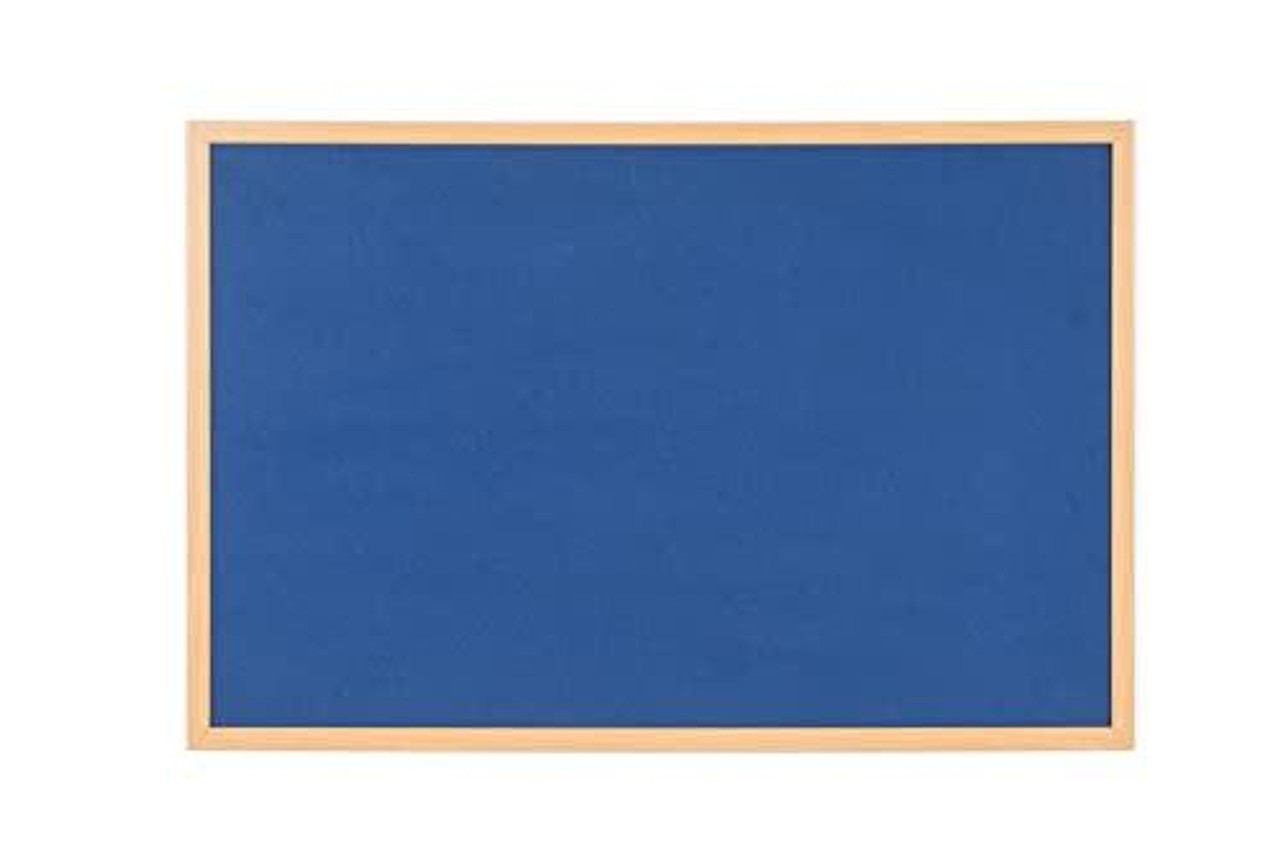 Bi-Office Earth Blue Felt Notice Board, Executive Oak MDF Frame, 90 x 60 cm, blue felt surface with wooden frame suitable for office or classroom use.