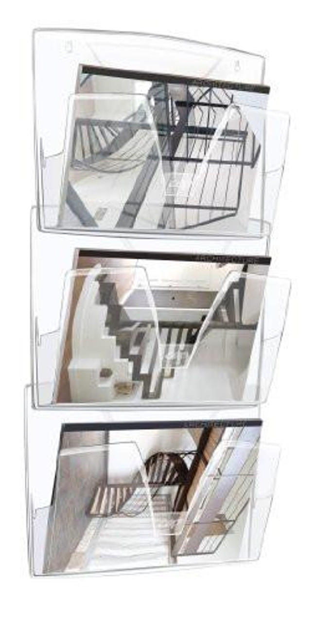 CEP Crystal Reception Wall File, pack of 3, clear wall-mounted file organizers for office and reception areas.