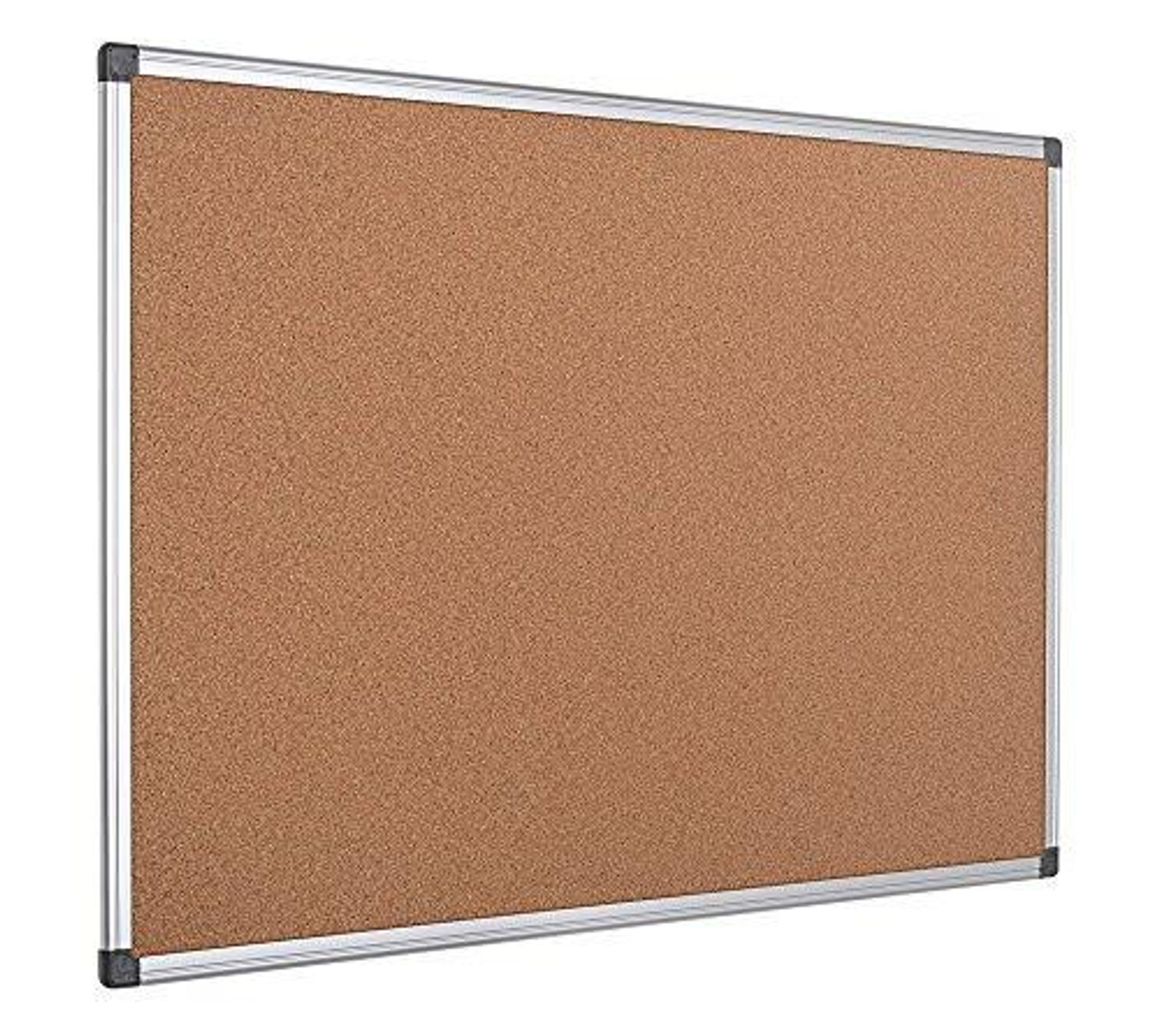Bi-Office Maya Cork Notice Board Aluminium Frame 180x120cm, large rectangular cork bulletin board with aluminium framing suitable for office or classroom use.