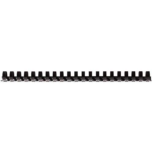 Fellowes 6202501 Value A4 19mm Binding Combs - Black, black plastic binding combs aligned in a row on a white background.