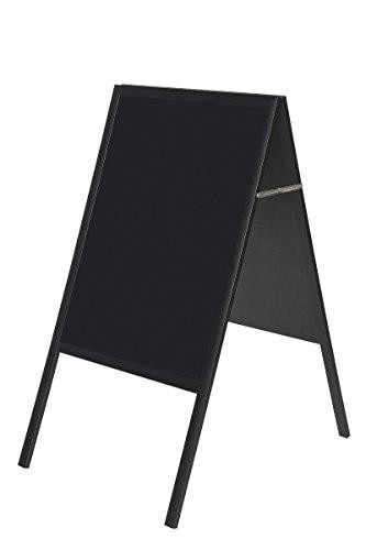 Bi-Office Chalkboard, A-Frame black chalkboard with a 69 x 90 cm black surface framed in MDF, standing on four black legs for indoor or outdoor use.