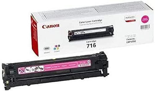 Canon 716 M - 1978B002 - 1 x Magenta Toner Cartridge for iSENSYS LBP5050, LBP5050N, MF8030CN, MF8040CN, MF8050CN, MF8080Cw, image of the product packaging and the toner cartridge.