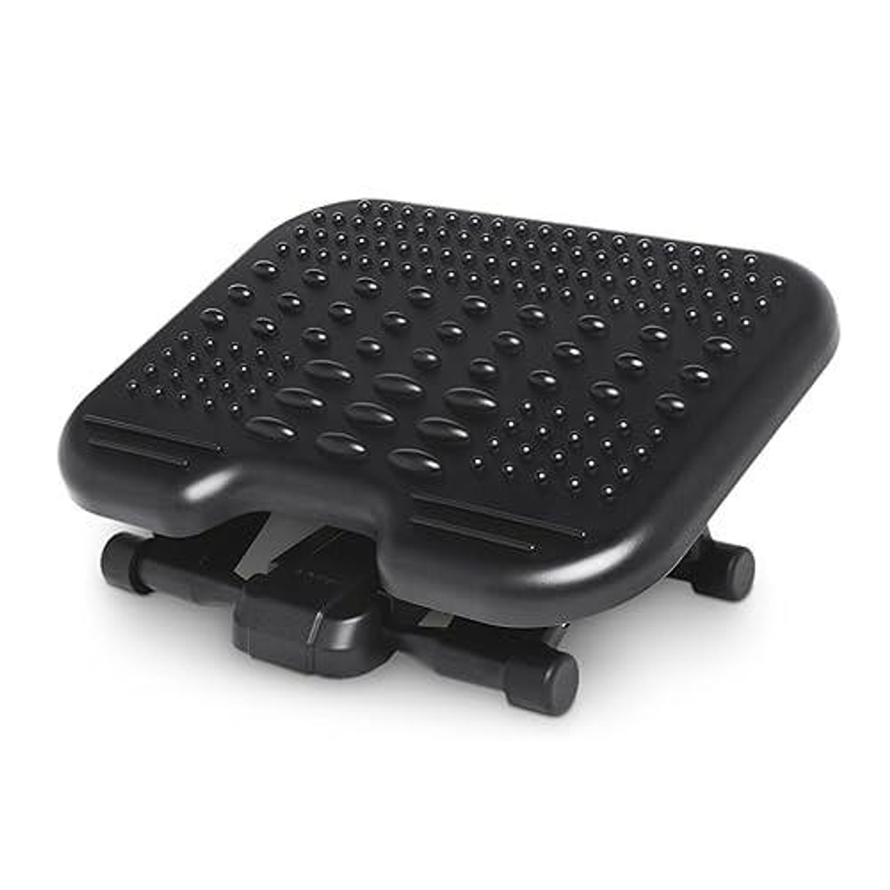 Kensington Adjustable Ergonomic Foot Rest - SoleMassage under desk foot rest for improved posture, siatica and orthopedic relief with stimulating massage surface - Black (56155EU), black foot rest with textured massage surface and adjustable height for ergonomic support.