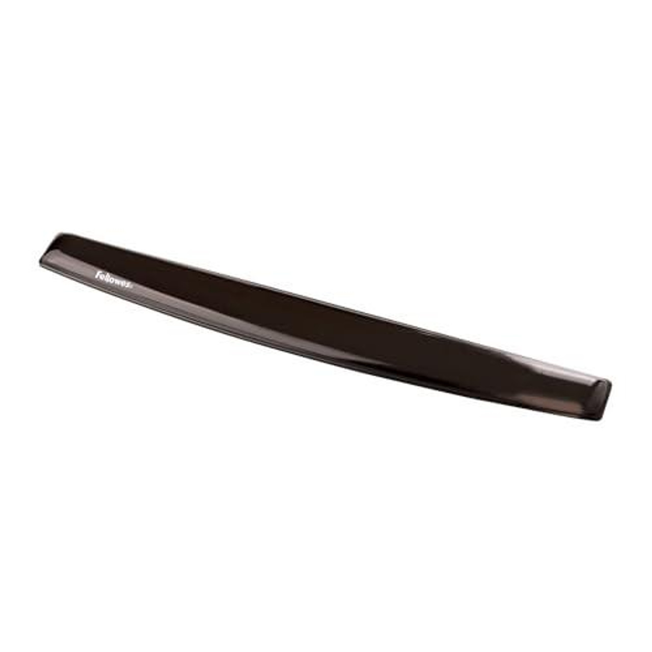 Fellowes Crystals Gel Keyboard Wrist Rest, ergonomic wrist support with non-slip rubber base for computer, laptop, and home office in black, elongated and cushioned design for comfortable typing.