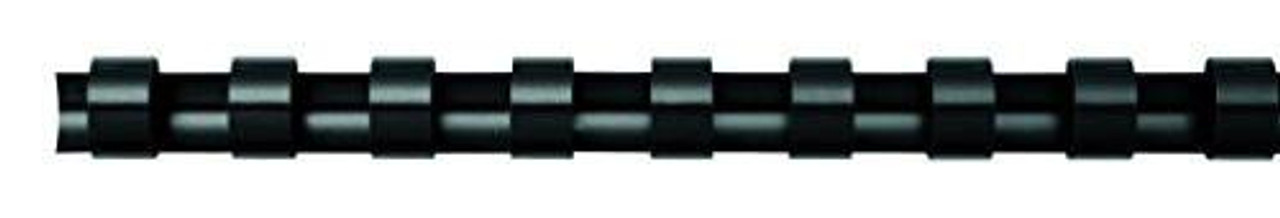 Fellowes A4 22 mm Plastic Binding Combs for Comb Binding Machine, black, pack of 50, binds 151 to 180 pages, model 5348103, shown as a close-up of the black plastic combs.