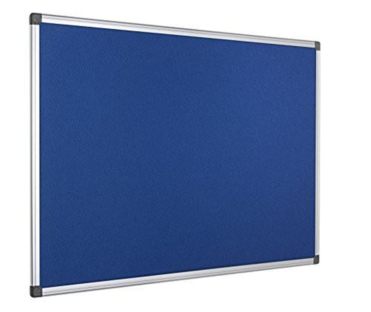 Bi-Office Notice Board Maya, Blue Felt, Aluminium Frame, 180 x 120 cm, classroom or office notice board with a durable blue felt surface for posting notices and messages.