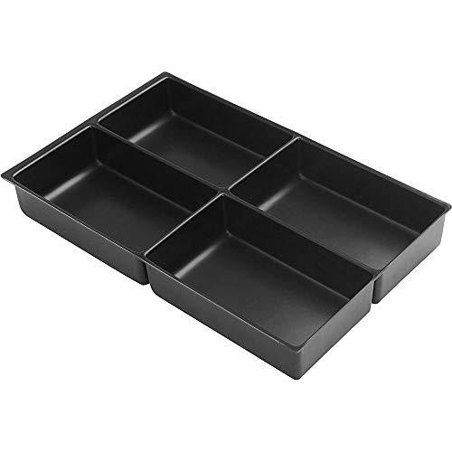 Bisley Multi Drawer Insert Tray Plastic 4 Compartments, black plastic organizer with four separate compartments for storage and organization.