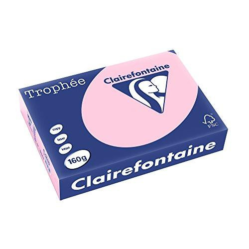 Clairefontaine 2634C Trophe Printer Paper for All Laser Printers, Copiers and Inkjet Printers, DIN A4 (21 x 29.7 cm) 160 g 1 Ream of 250 Sheets Pink, packaged ream of pink printer paper for office use.