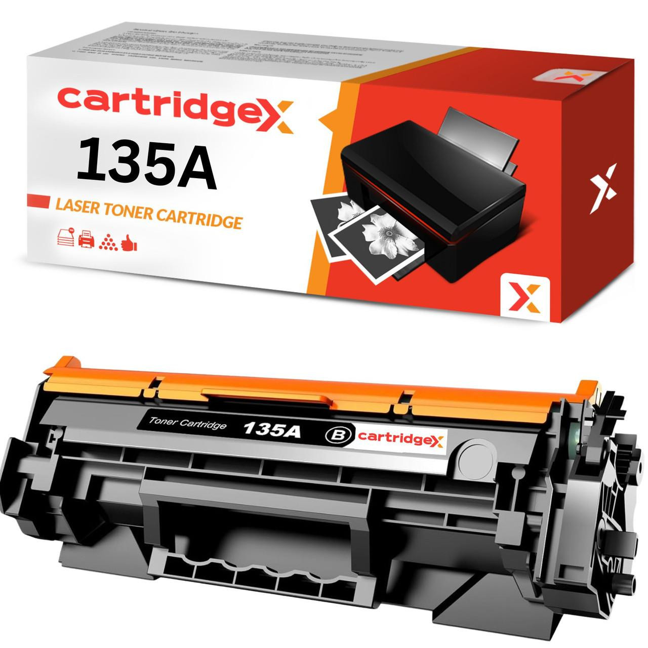 Cartridgex Black Toner Cartridge Compatible With Chip For HP 135A W1350A LaserJet M234sdw M234sdwe M235sdw M209d, image of the toner cartridge and its packaging.
