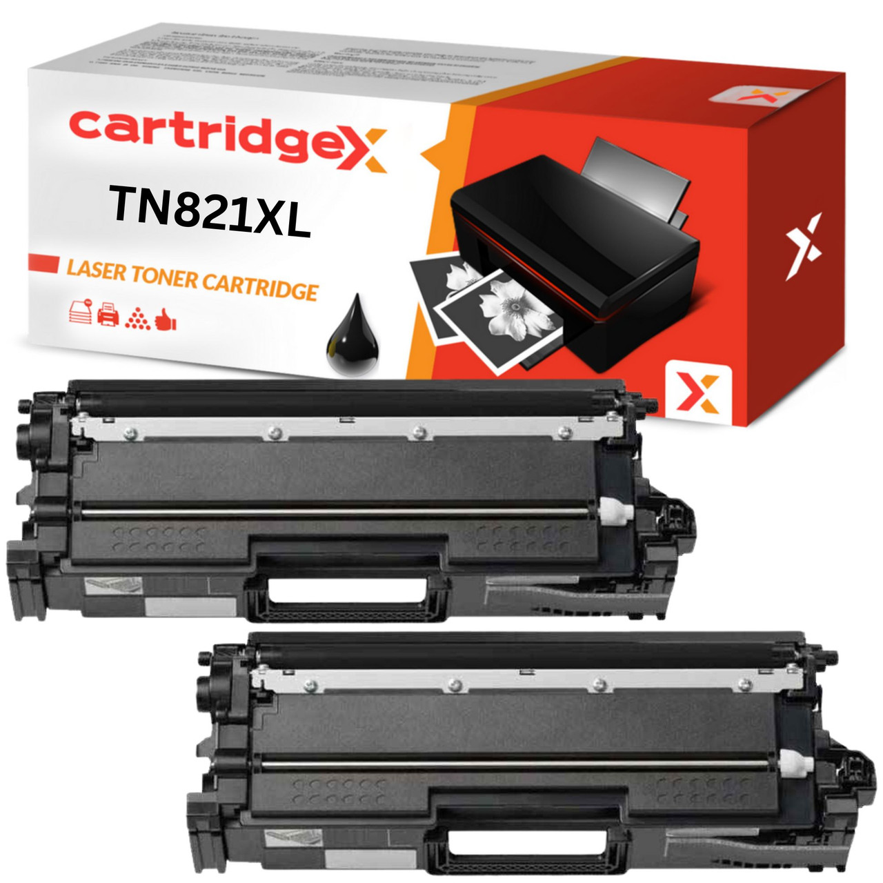 Compatible 2 Pack Black Toner Cartridge Replacement For Brother TN-821XLBK High Capacity