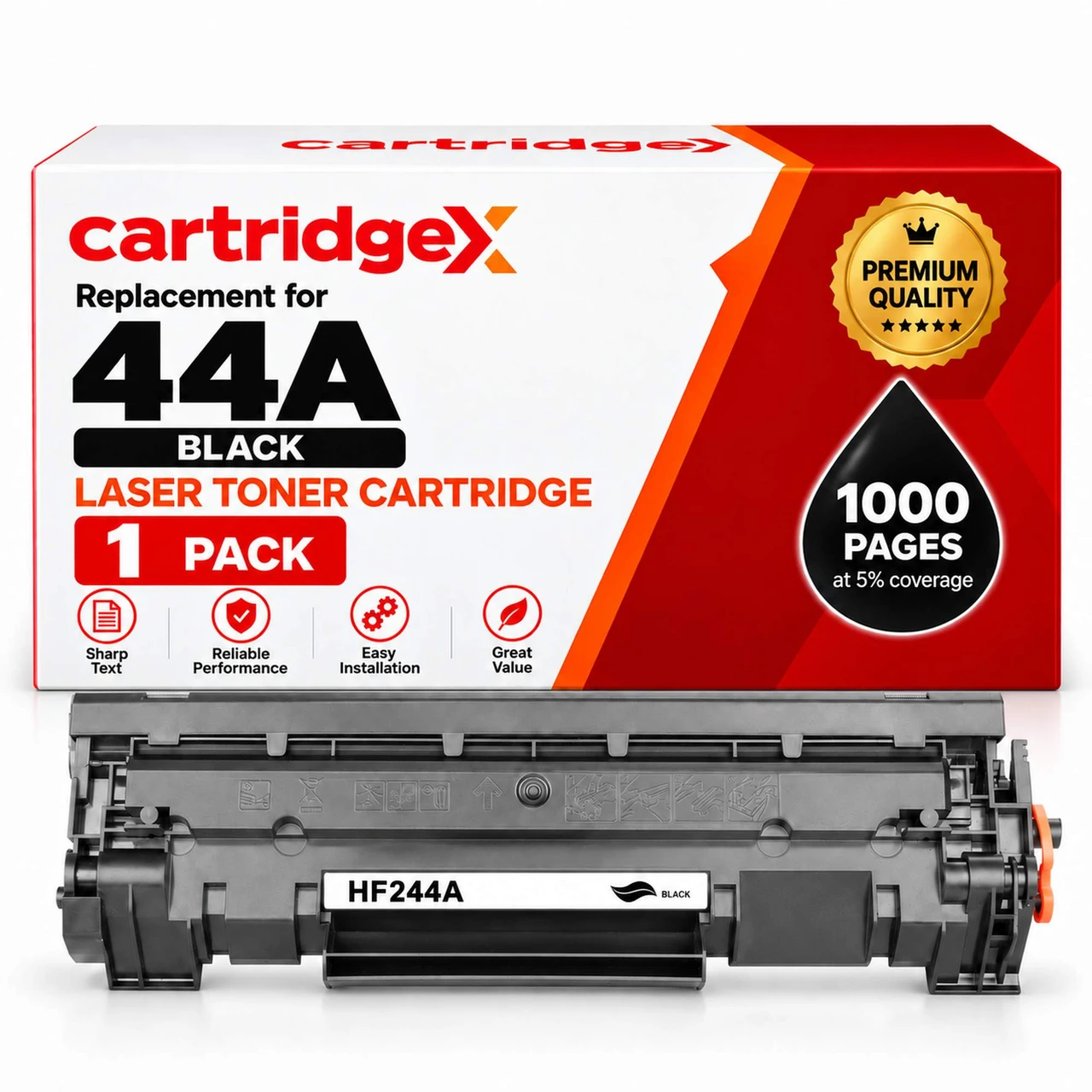 HP 44A CF244A Compatible Black Toner Cartridge for LaserJet Pro M15 and M28 Printers