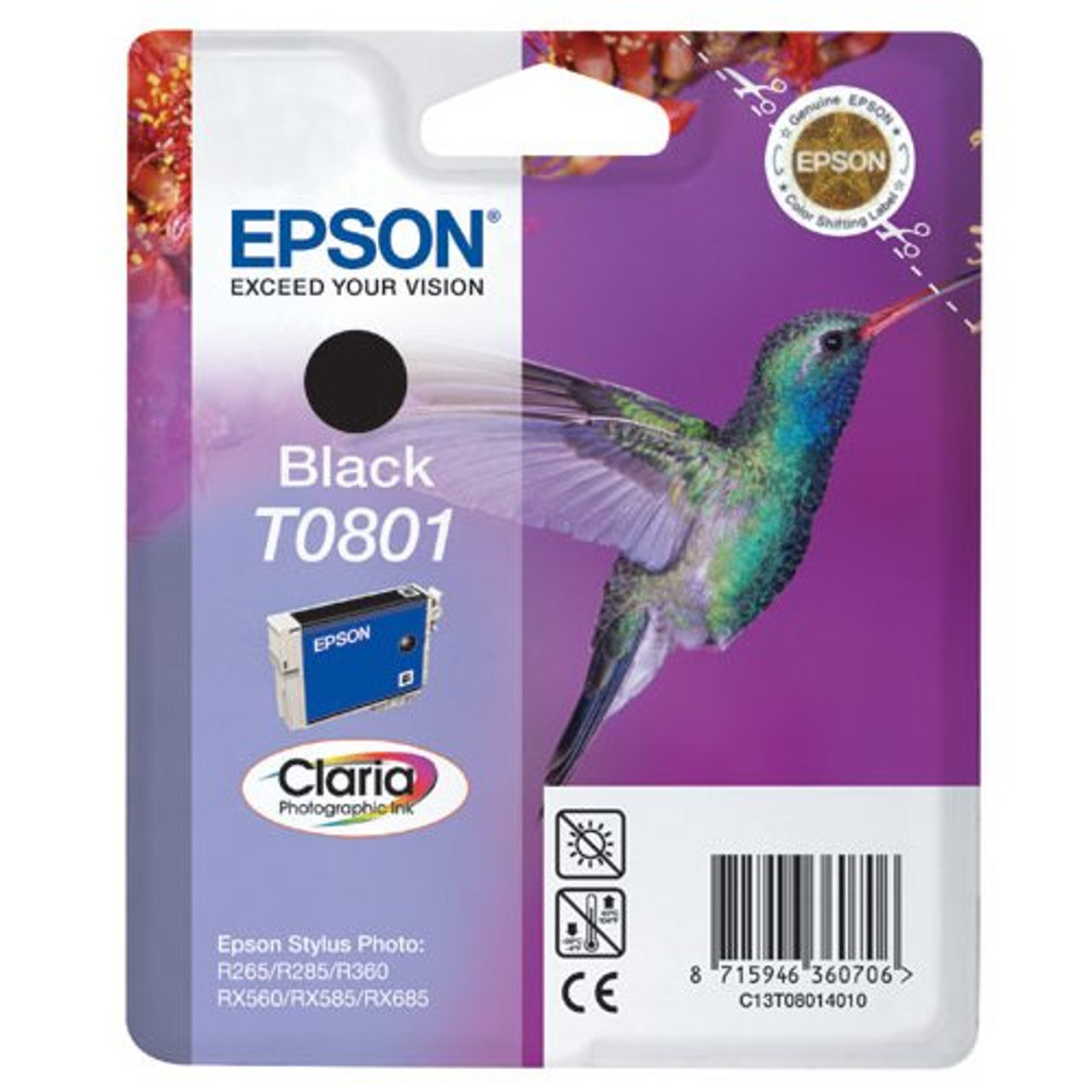 Epson T0801 Original Black Ink Cartridge  (C13t08014010)