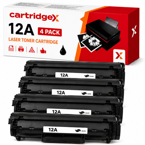 Compatible 4 Pack Black Toner Cartridge Replacement For HP 12A Q2612A 4 x 2000 Pages