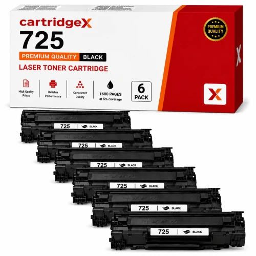 Compatible 6 Pack Canon 725 3484B002AA Black Toner Cartridges 6 x 1600 Pages
